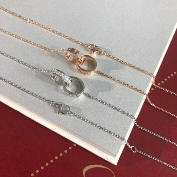 LOVE NECKLACE ROSE GOLD AND SILVER DIAMOND - Image 4