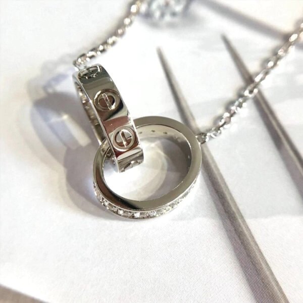 LOVE NECKLACE ROSE GOLD AND SILVER DIAMOND - Image 5