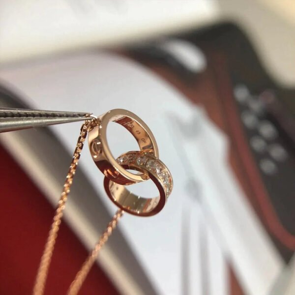 LOVE NECKLACE ROSE GOLD AND SILVER DIAMOND - Image 3