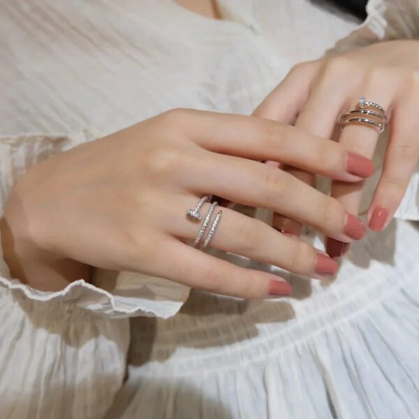 JUSTE RING 1.8MM SILVER DOUBLE ROW DIAMONDS - Image 5