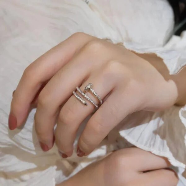 JUSTE RING 1.8MM SILVER DOUBLE ROW DIAMONDS - Image 6