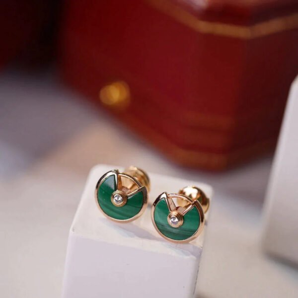 AMULETTE EARRINGS MALACHITE PINK GOLD - Image 3