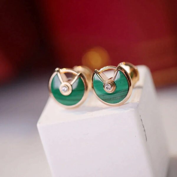 AMULETTE EARRINGS MALACHITE PINK GOLD - Image 4
