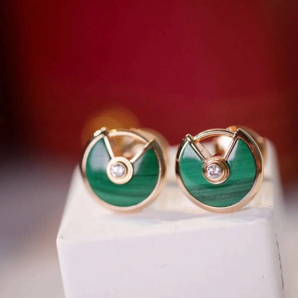 AMULETTE EARRINGS MALACHITE PINK GOLD