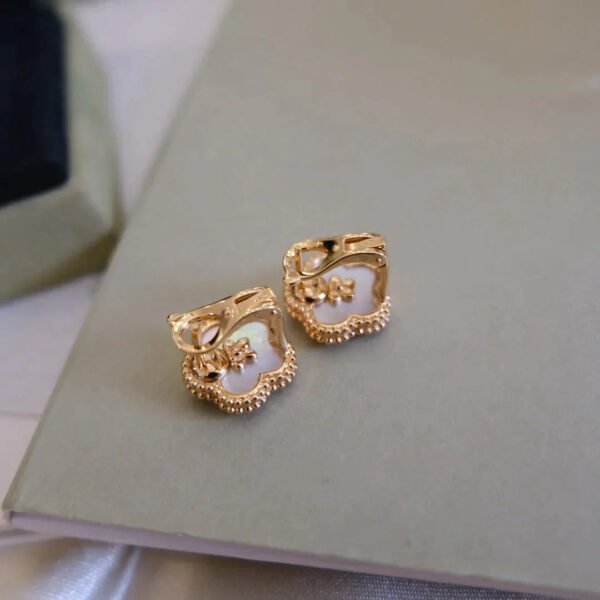 LUCKY PINK GOLD WHITE MOP EARRINGS - Image 7