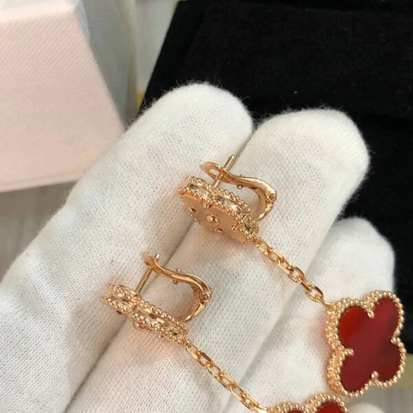 CLOVER EARRINGS GOLD AND CARNELIAN - Image 6