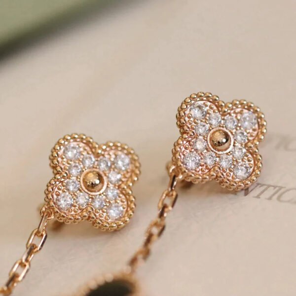 VINTAGE EARRINGS PINK GOLD DIAMOND - Image 3