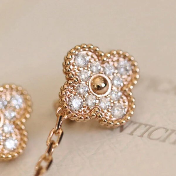 VINTAGE EARRINGS PINK GOLD DIAMOND - Image 2