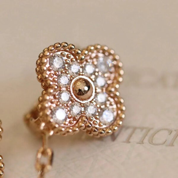 VINTAGE EARRINGS PINK GOLD DIAMOND - Image 4