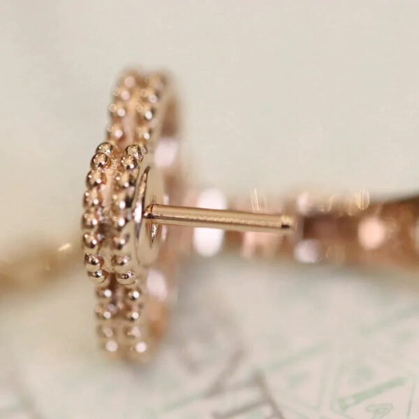 VINTAGE EARRINGS PINK GOLD DIAMOND - Image 5