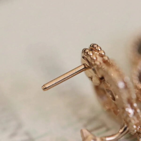 VINTAGE EARRINGS PINK GOLD DIAMOND - Image 6