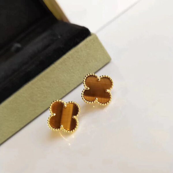 CLOVER TIGER EYE EARRINGS - Image 2