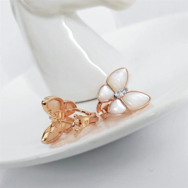 BUTTERFLY MOP DIAMOND PINK GOLD EARRINGS - Image 6