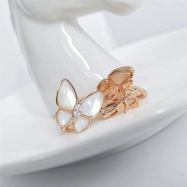 BUTTERFLY MOP DIAMOND PINK GOLD EARRINGS - Image 8