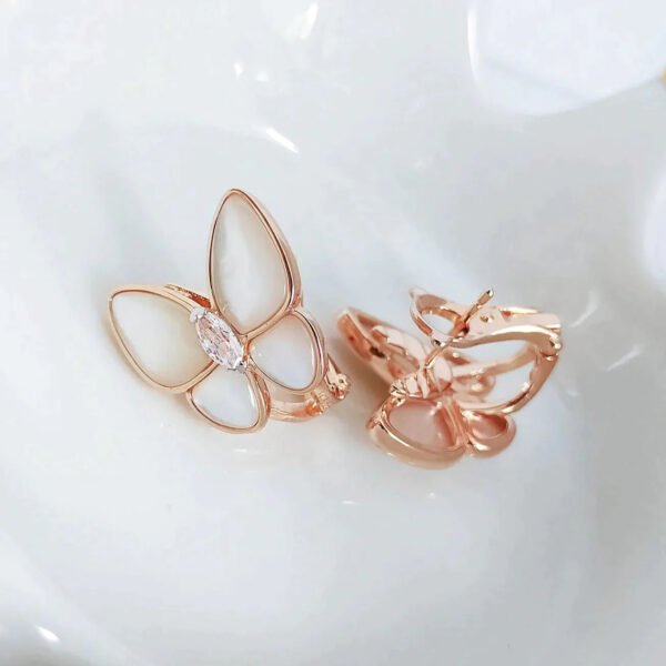 BUTTERFLY MOP DIAMOND PINK GOLD EARRINGS - Image 3