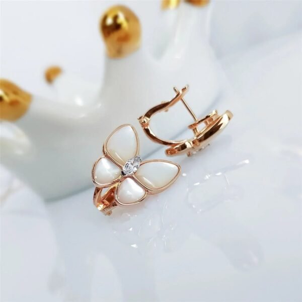 BUTTERFLY MOP DIAMOND PINK GOLD EARRINGS - Image 5
