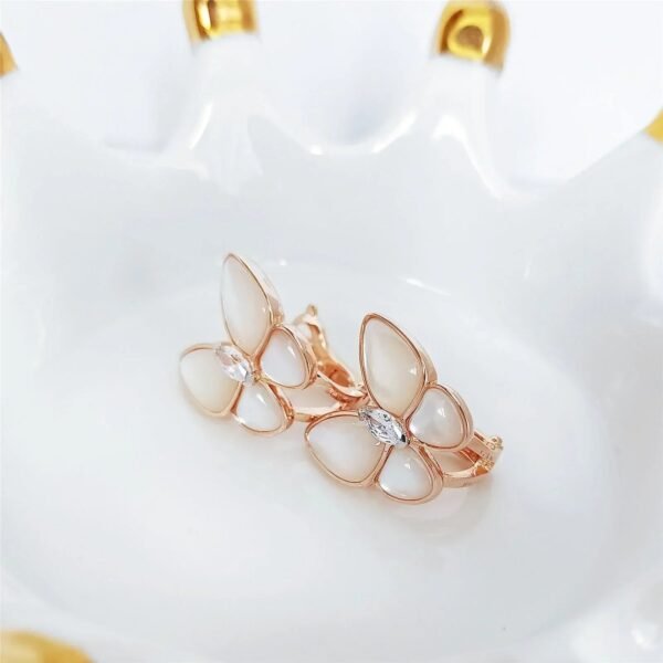 BUTTERFLY MOP DIAMOND PINK GOLD EARRINGS - Image 10