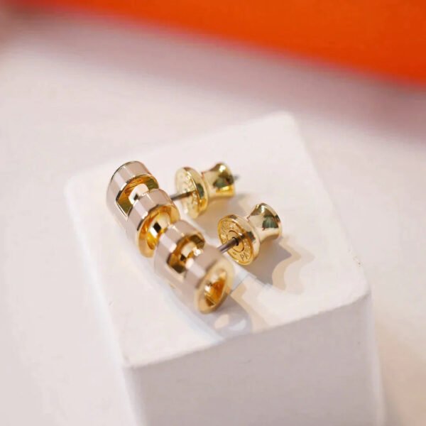 MINI POP H GOLD EARRINGS GREY - Image 5