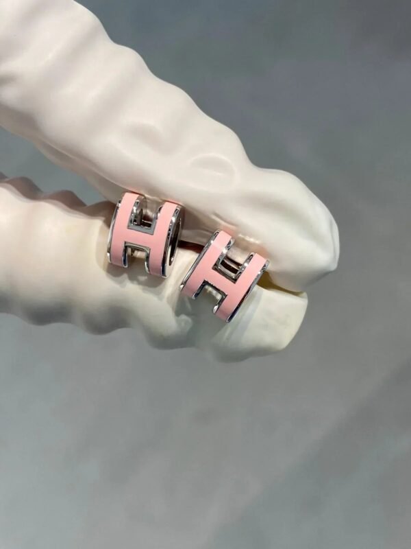 MINI POP H SILVER EARRINGS PINK - Image 4