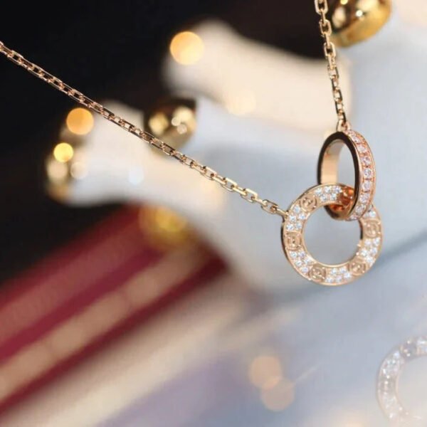 LOVE DOUBLE RING DIAMOND NECKLACE - Image 3