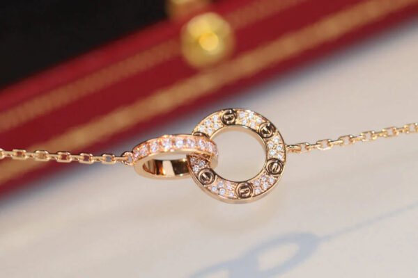 LOVE DOUBLE RING DIAMOND NECKLACE - Image 5