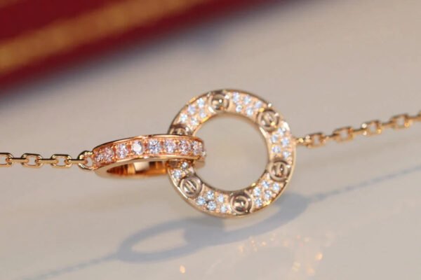 LOVE DOUBLE RING DIAMOND NECKLACE - Image 6