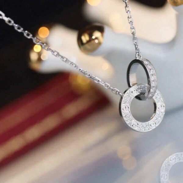 LOVE DOUBLE RING DIAMOND NECKLACE - Image 2