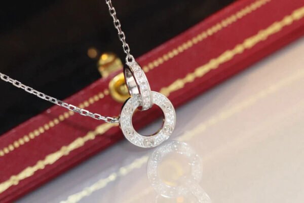 LOVE DOUBLE RING DIAMOND NECKLACE - Image 8