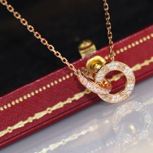 LOVE DOUBLE RING DIAMOND NECKLACE - Image 4
