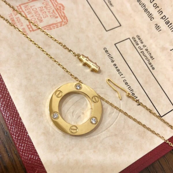 LOVE NECKLACE 16MM 3 DIAMONDS - Image 4