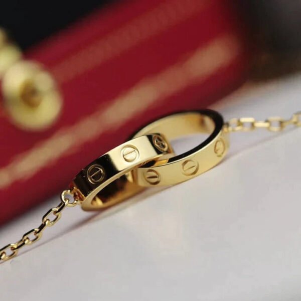 LOVE NECKLACE DOUBLE RING GOLD - Image 2