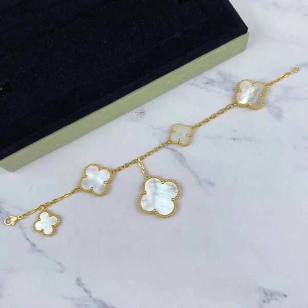 MAGIC CLOVER MOP PINK GOLD BRACELET 5 MOTIFS - Image 2