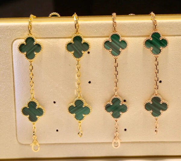 CLOVER MALACHITE BRACELET 5 MOTIFS - Image 8