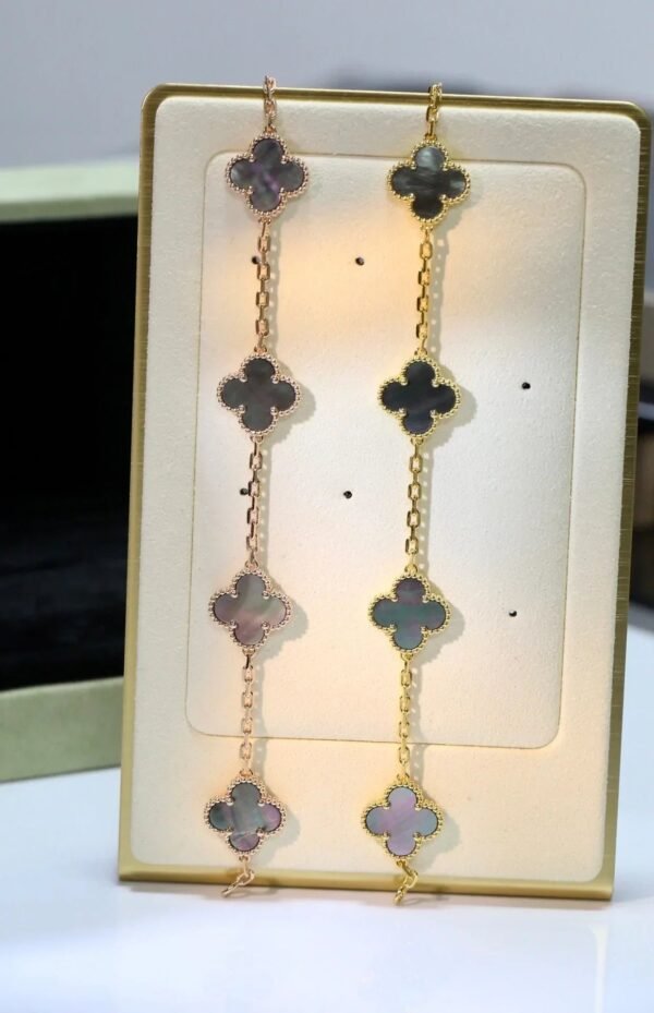 CLOVER BLACK MOP PINK GOLD BRACELET 5 MOTIFS - Image 7
