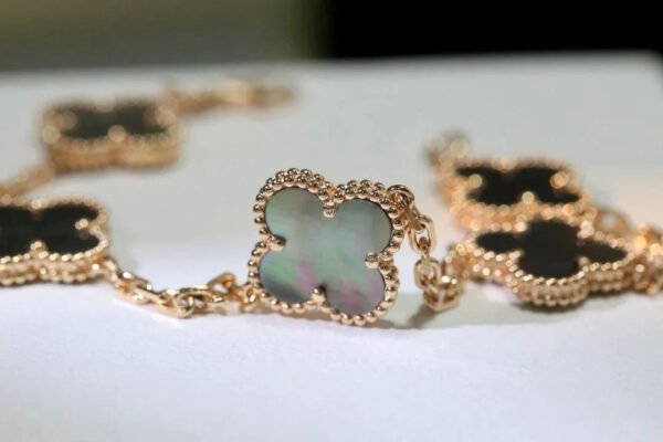 CLOVER BLACK MOP PINK GOLD BRACELET 5 MOTIFS - Image 5