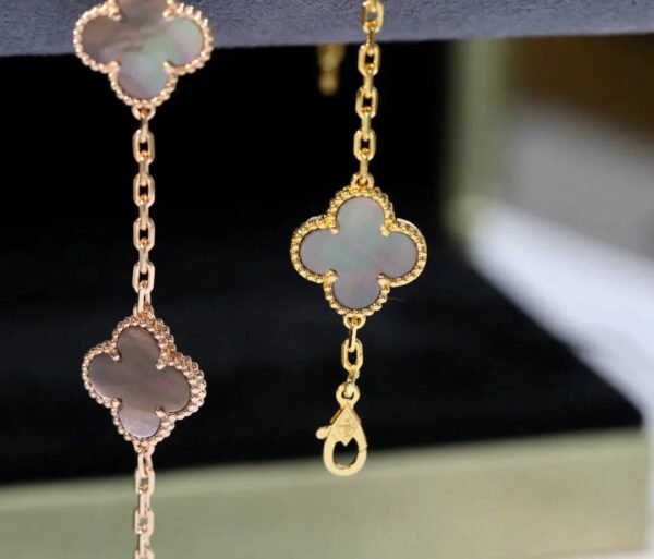 CLOVER BLACK MOP PINK GOLD BRACELET 5 MOTIFS - Image 4