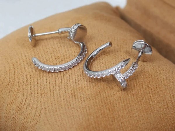 JUSTE EARRINGS 12.75MM SILVER DIAMOND - Image 2