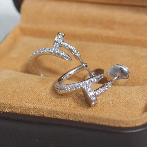 JUSTE EARRINGS 12.75MM SILVER DIAMOND - Image 5