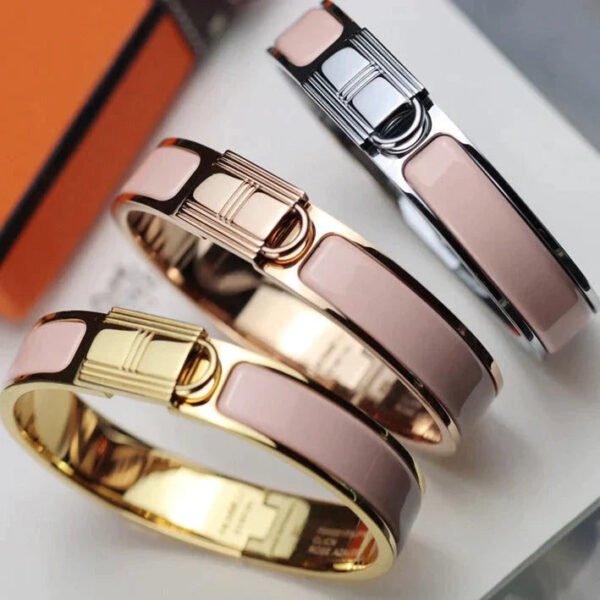 H LOCK PINK GOLD BRACELET 12MM - Image 2