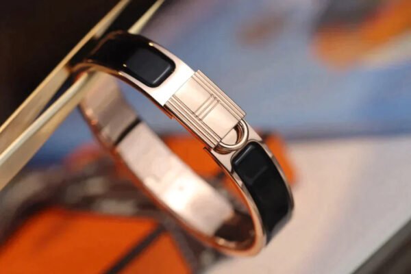H LOCK BLACK PINK GOLD BRACELET 12MM - Image 4