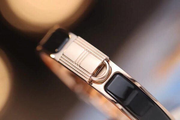 H LOCK BLACK PINK GOLD BRACELET 12MM - Image 6