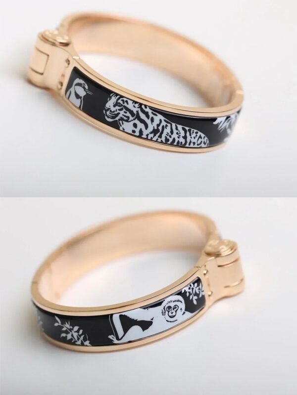 H RING LOCK BRACELET 12MM BLACK WHITE - Image 4