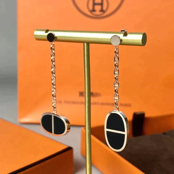 CHAINE VERSO BLACK CERAMIC EARRINGS - Image 2