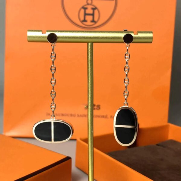 CHAINE VERSO BLACK CERAMIC EARRINGS - Image 5