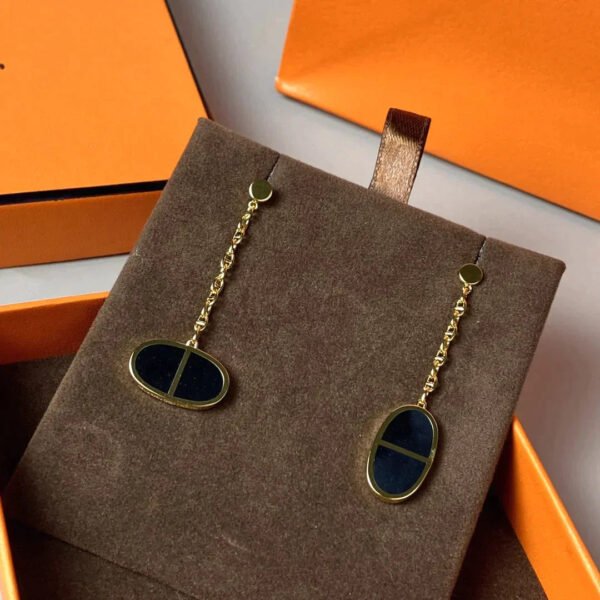 CHAINE VERSO BLACK CERAMIC EARRINGS - Image 6