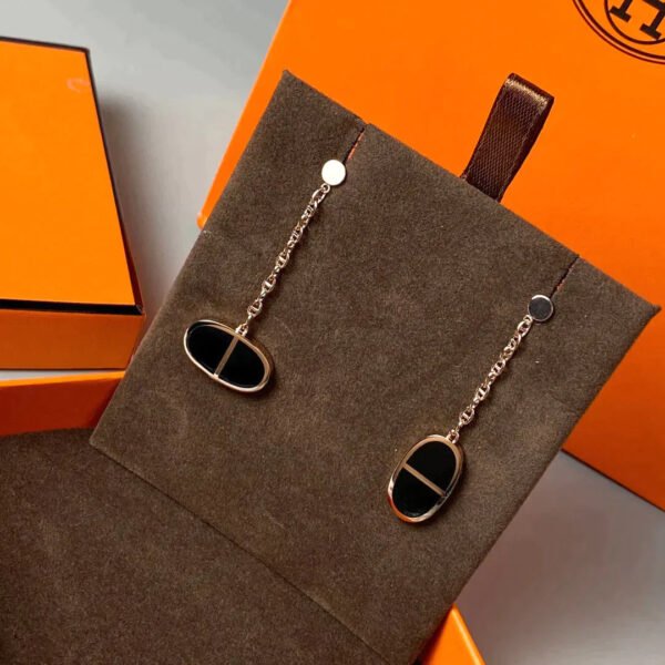 CHAINE VERSO BLACK CERAMIC EARRINGS - Image 7