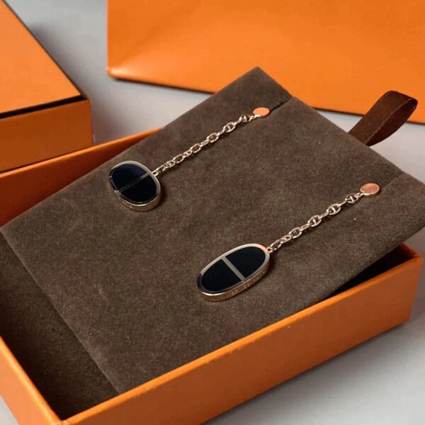 CHAINE VERSO BLACK CERAMIC EARRINGS - Image 8