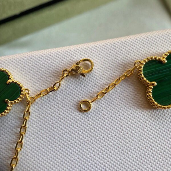 CLOVER BRACELET 5 MOTIFS MALACHITE GOLD - Image 6