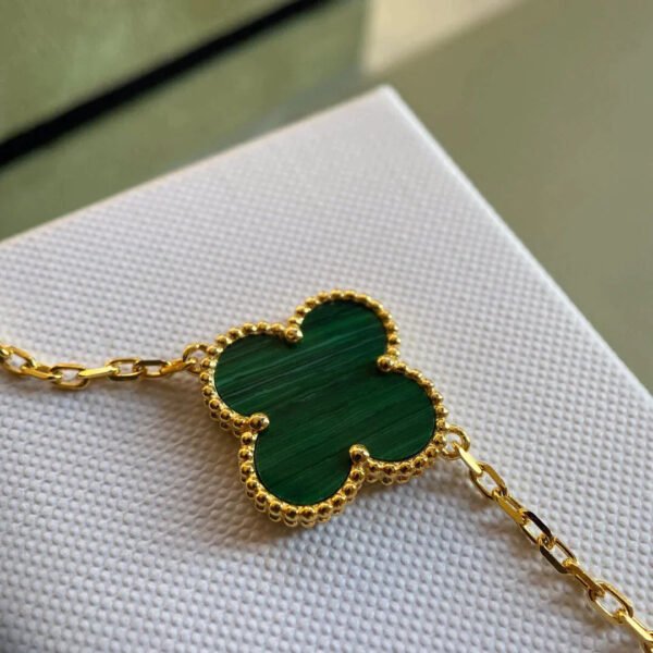CLOVER BRACELET 5 MOTIFS MALACHITE GOLD - Image 7