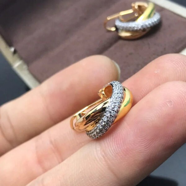 TRINITY EARRINGS PINK GOLD DIAMOND GOLD - Image 2
